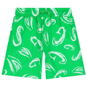 Boys Green Logo Shorts