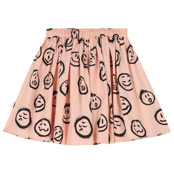 Girls Pink Smiley Print Skirt