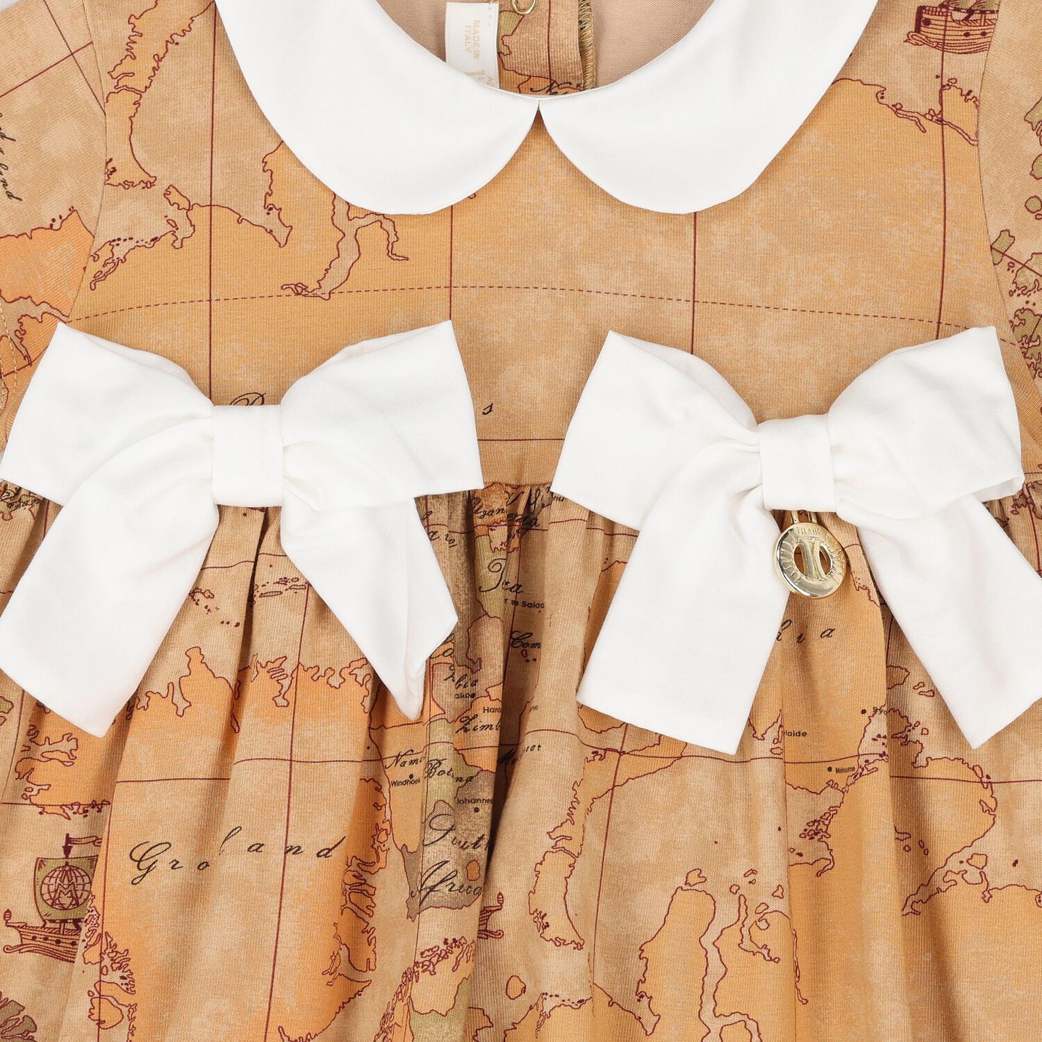 Younger Girls Beige Geo Map Dress Set, 2, hi-res