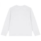 Boys White Logo Long Sleeve Top, 1, hi-res