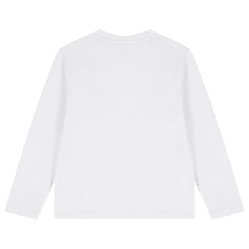 Boys White Logo Long Sleeve Top