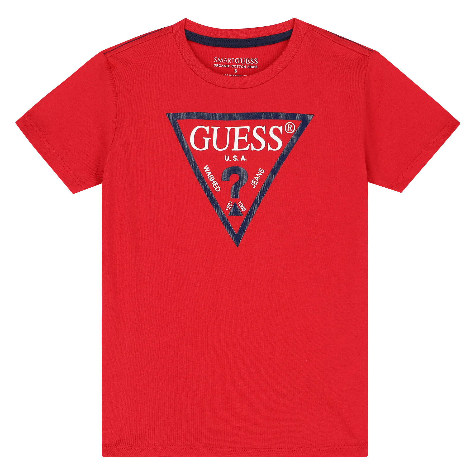 Guess Boys Red Logo T Shirt Junior Couture UK