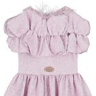 Girls Purple Logo Ruffled Dress, 1, hi-res