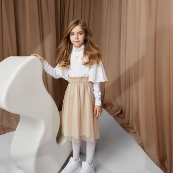 Girls Ivory & Gold Dress