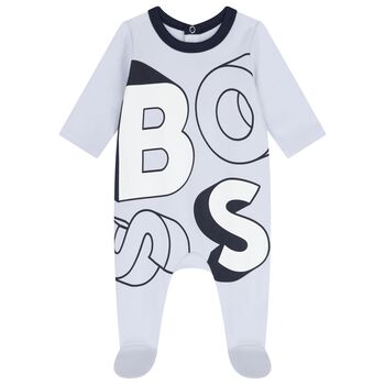Baby Boys Blue Logo Babygrow