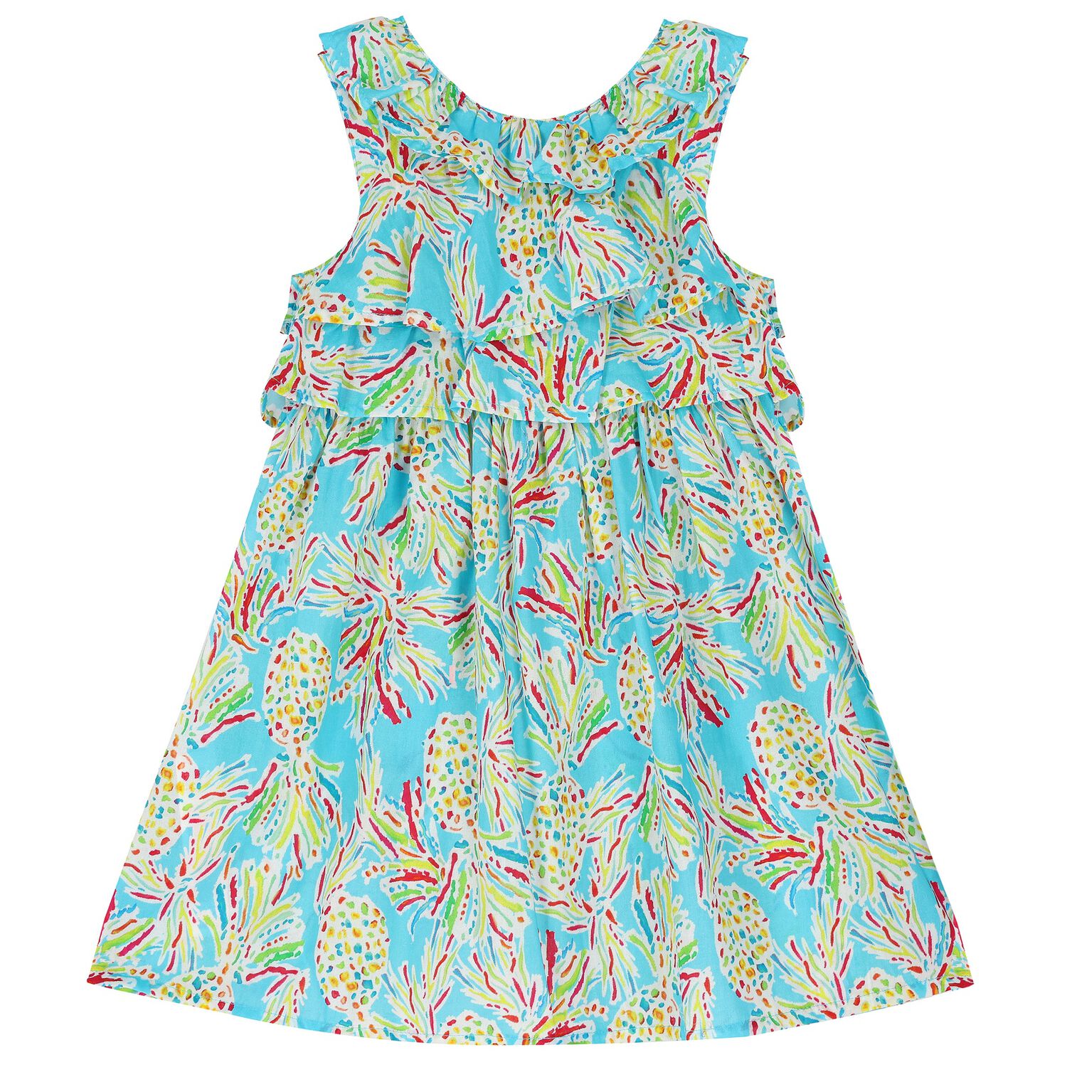 Girls Blue Pineapple Dress, 1, hi-res image number null