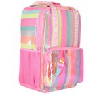 Girls Pink Striped Sequin Backpack, 1, hi-res