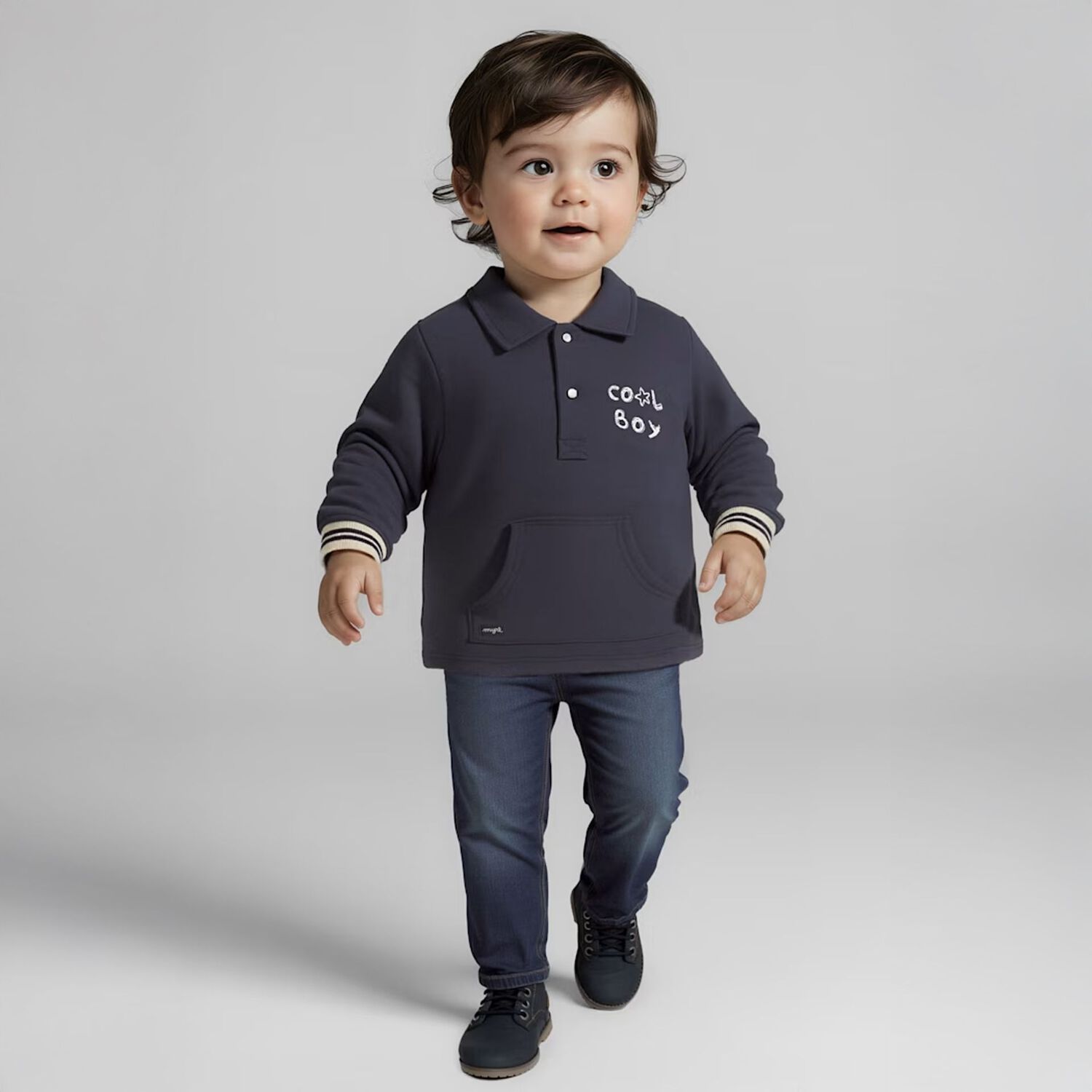 Younger Boys Navy Blue Denim Jeans, 1, hi-res