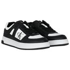 Boys White & Black Logo Trainers, 1, hi-res