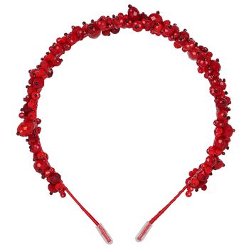 Girls Red Embellished Crystal Headband