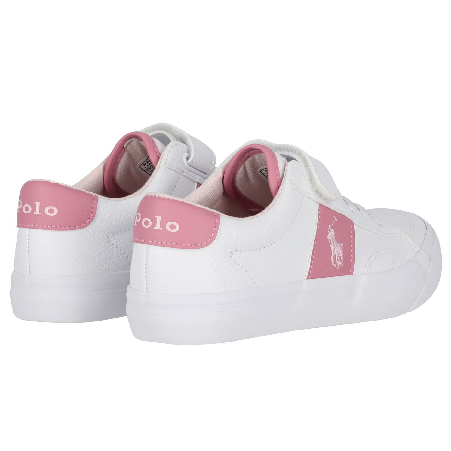 Girls White & Pink Logo Trainers, 1, hi-res image number null