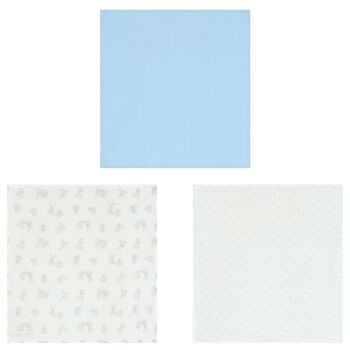 Baby Boys White, Ivory & Blue Muslin Swaddles (3-Pack)