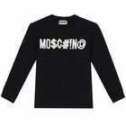 Boys Black Logo Long Sleeve Top, 1, hi-res