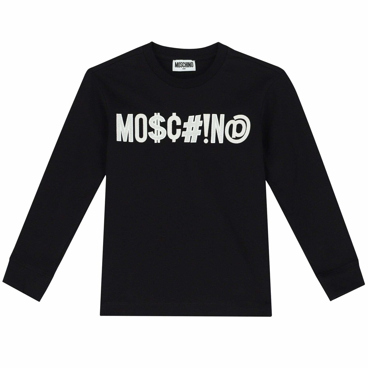 Boys Black Logo Long Sleeve Top, 1, hi-res image number null