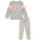 Baby Girls Grey & Pink Logo Tracksuit, 1, hi-res