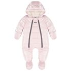 Baby Girls Pink Logo Snow Suit, 1, hi-res