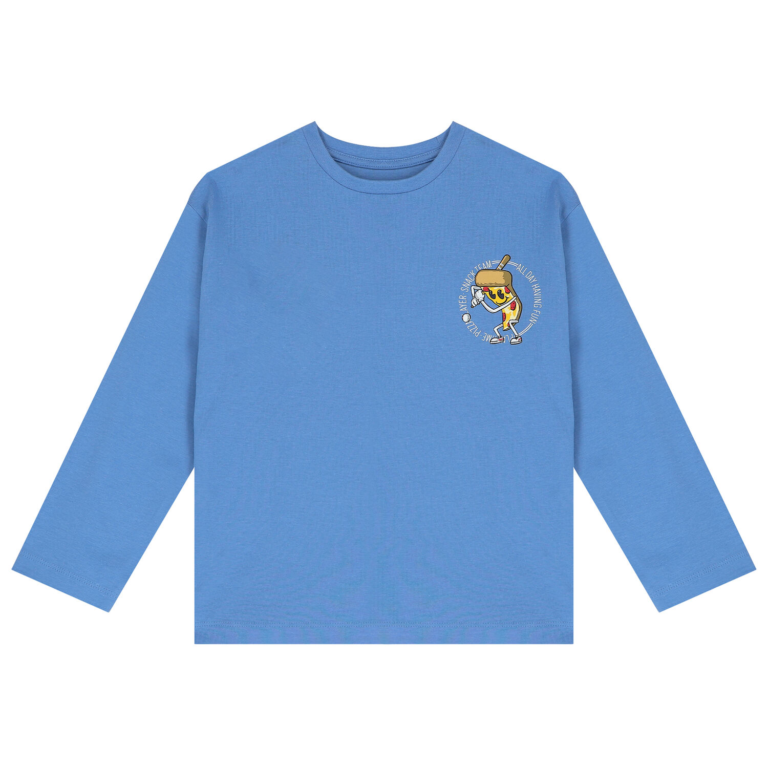 Boys Blue Pizza Long Sleeve Top, 1, hi-res image number null