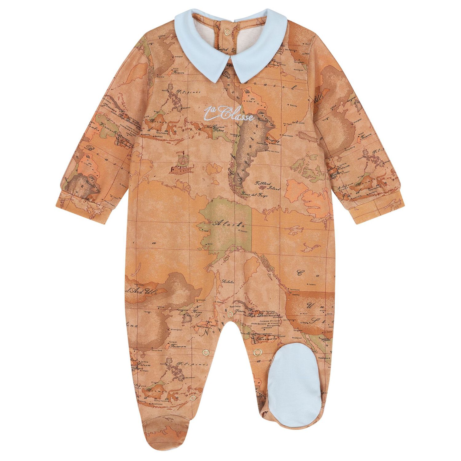 Baby Boys Beige & Blue Geo Map Babygrow Gift Set, 1, hi-res