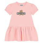 Younger Girls Pink Teddy Bear Logo Dress, 4, hi-res