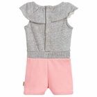 Younger Girls Pink & Grey Playsuit, 1, hi-res