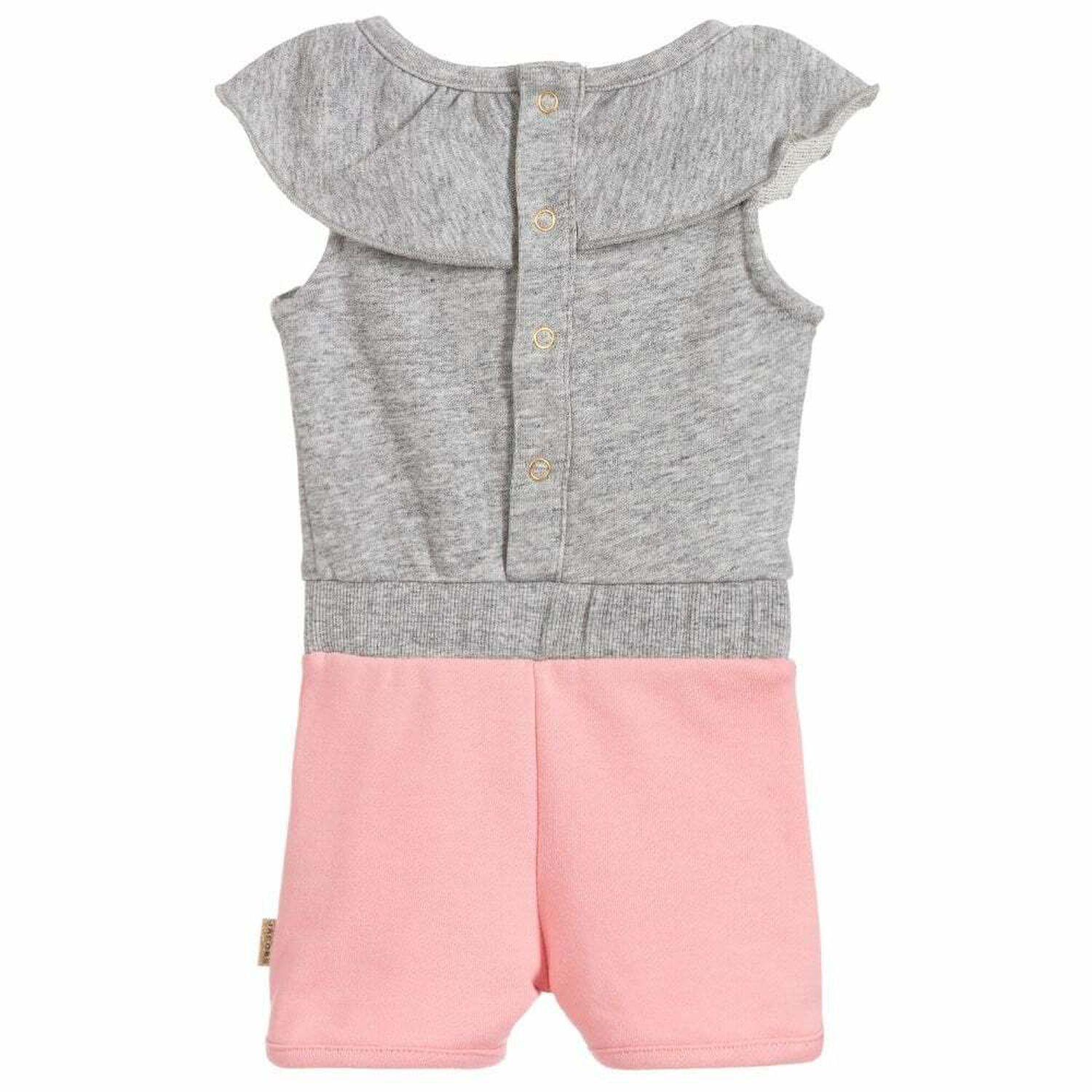 Younger Girls Pink & Grey Playsuit, 1, hi-res