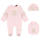 Baby Girls Pink Logo Babygrow Gift Set, 3, hi-res