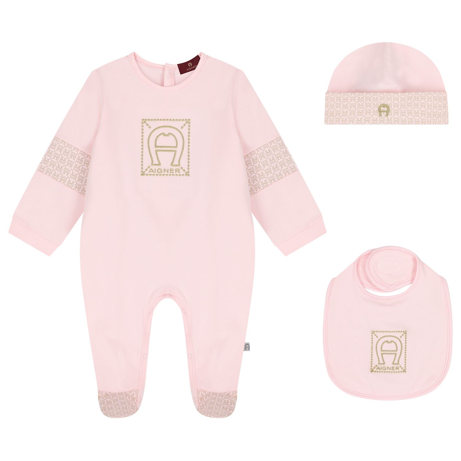 Baby Girls Pink Logo Babygrow Gift Set, 3, hi-res