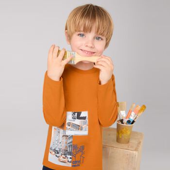 Boys Orange Long Sleeve Top