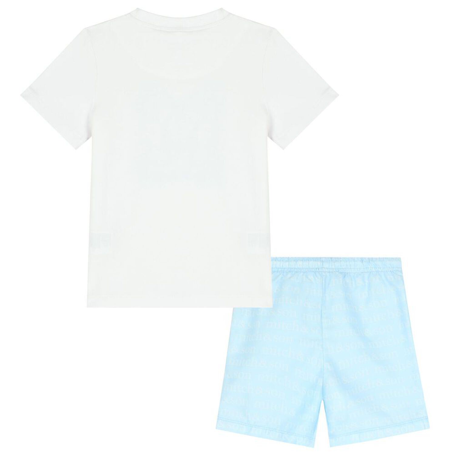 Boys White & Blue Logo Shorts Set, 1, hi-res