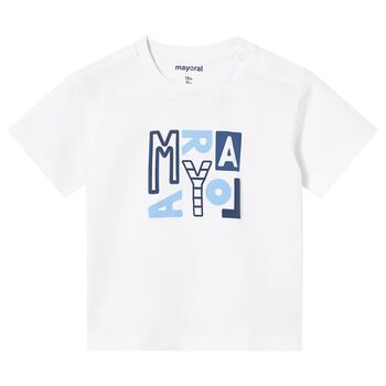 Younger Boys White Logo T-Shirt