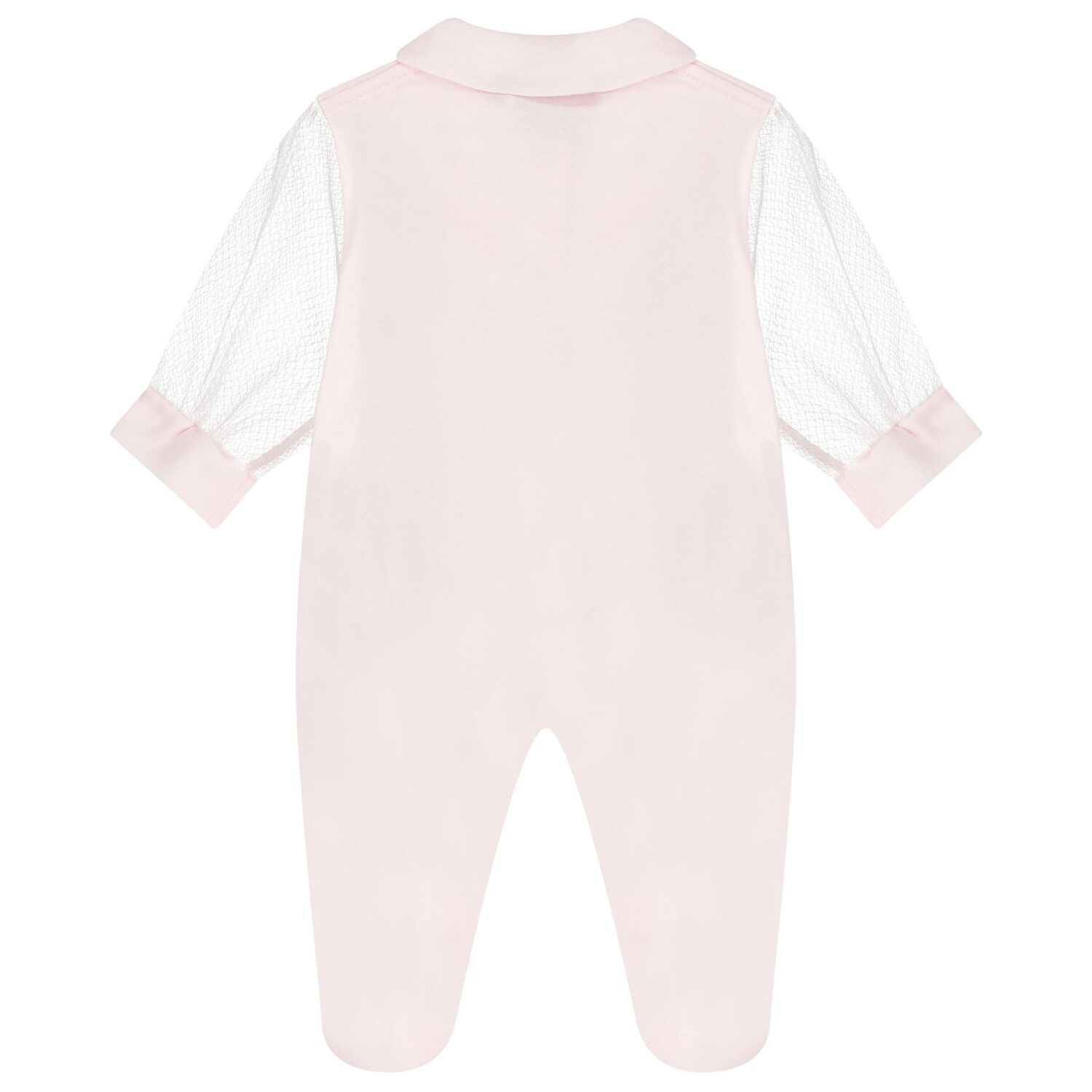 Baby Girls Pink Lace Babygrow, 1, hi-res