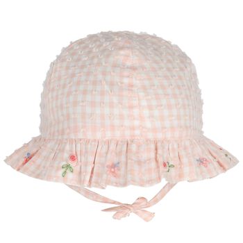 Baby Girls Pink Floral Gingham Hat