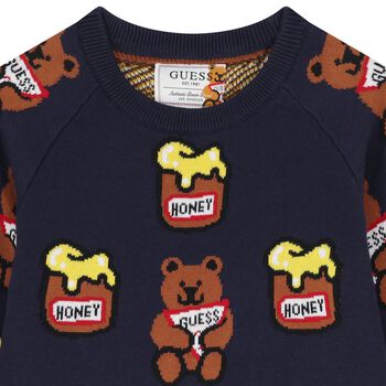 Boys Navy Blue Teddy Bear Sweatshirt