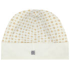 Ivory & Gold Pima Cotton Logo Baby Hat, 1, hi-res