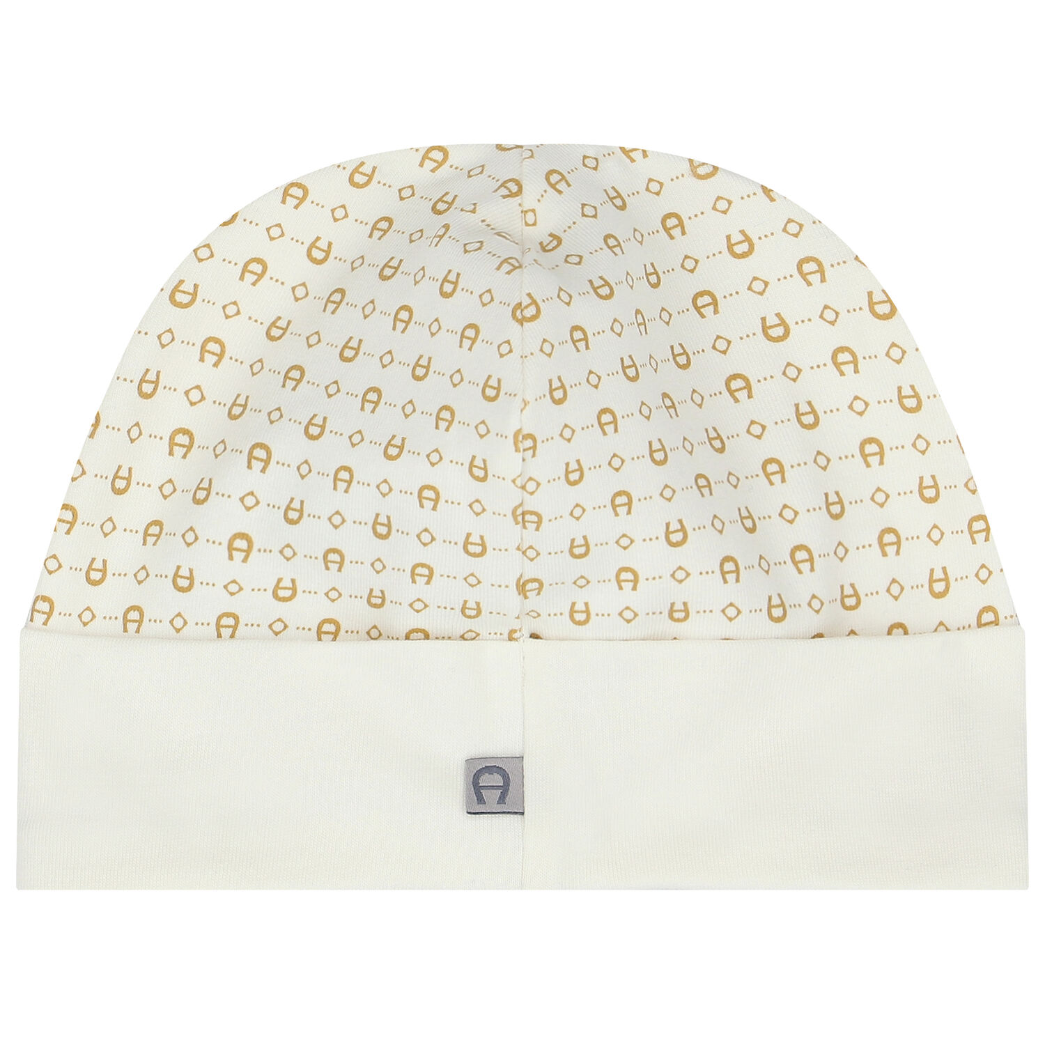 Ivory & Gold Pima Cotton Logo Baby Hat, 1, hi-res