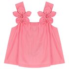 Girls Pink 3D Flower Trousers Set, 1, hi-res