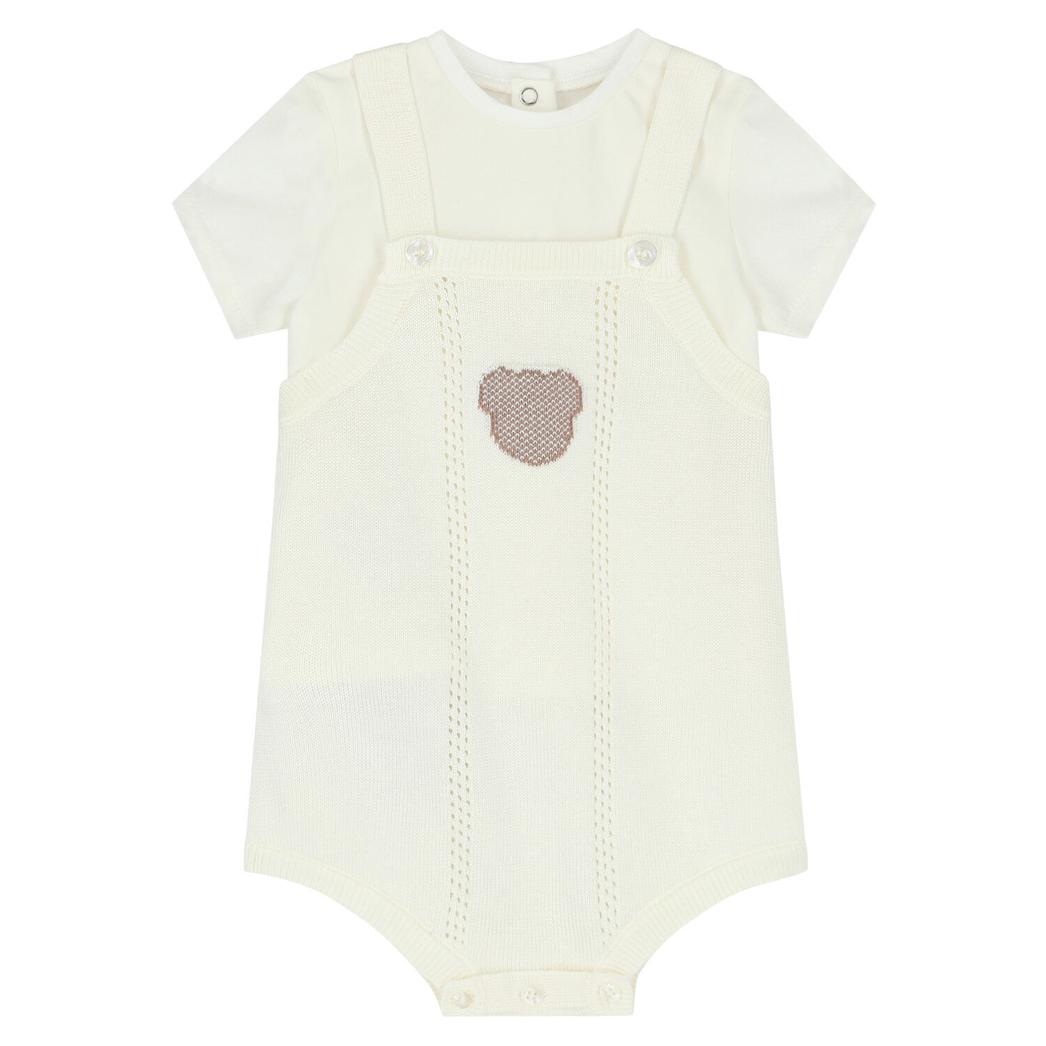 Ivory Dungarees Baby Set, 1, hi-res