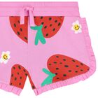 Girls Pink Strawberry Ruffled Shorts, 1, hi-res