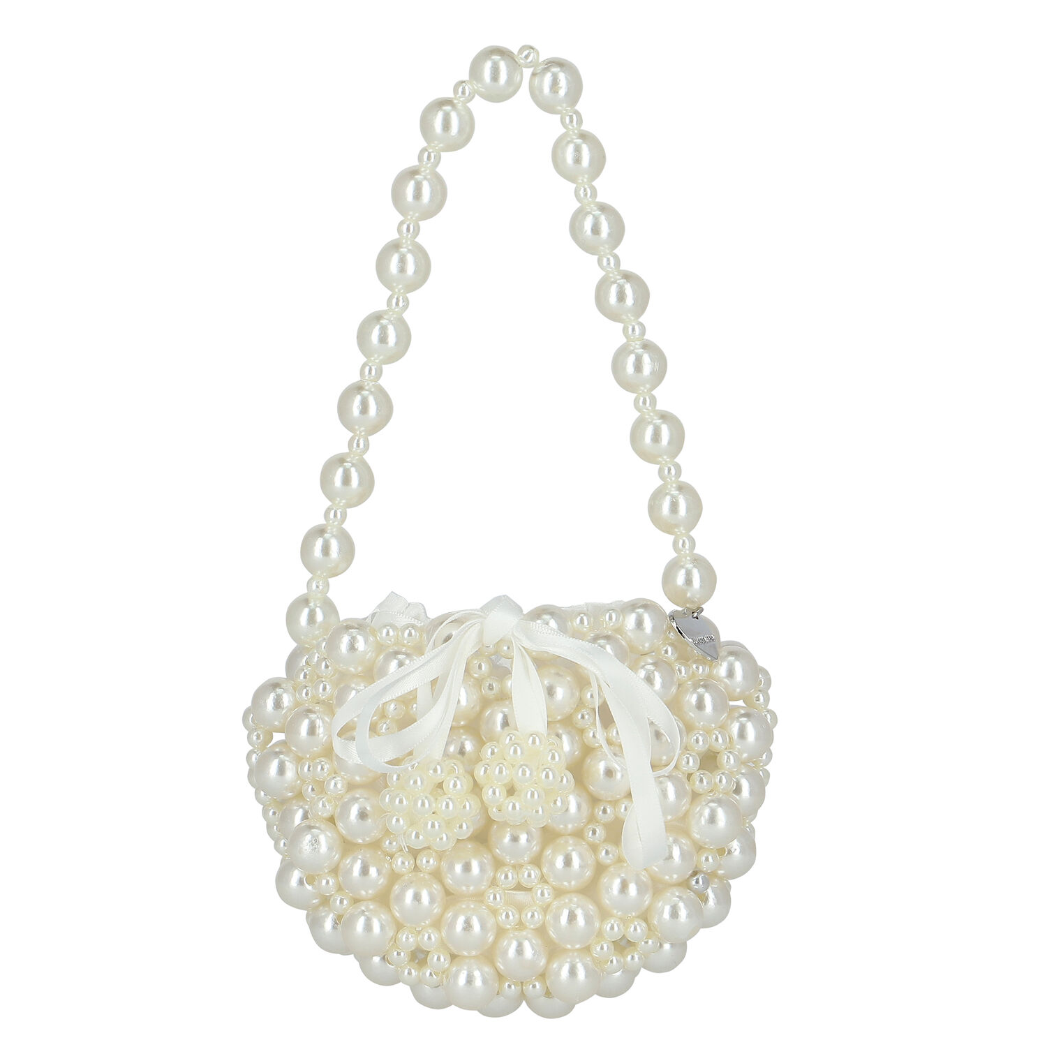 Girls Ivory Embellished Pearl Handbag, 1, hi-res