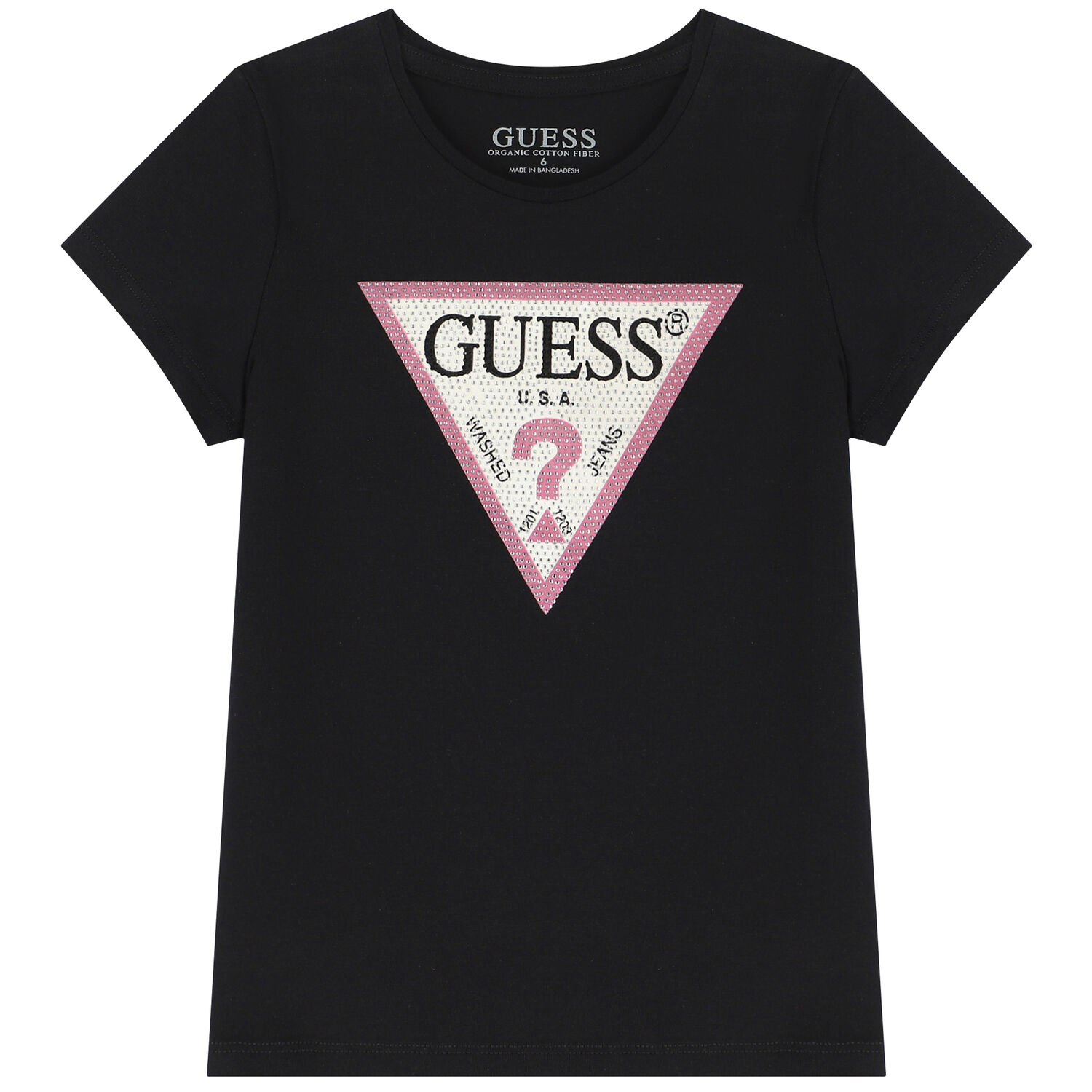 Girls Black Diamante Logo T-Shirt, 2, hi-res