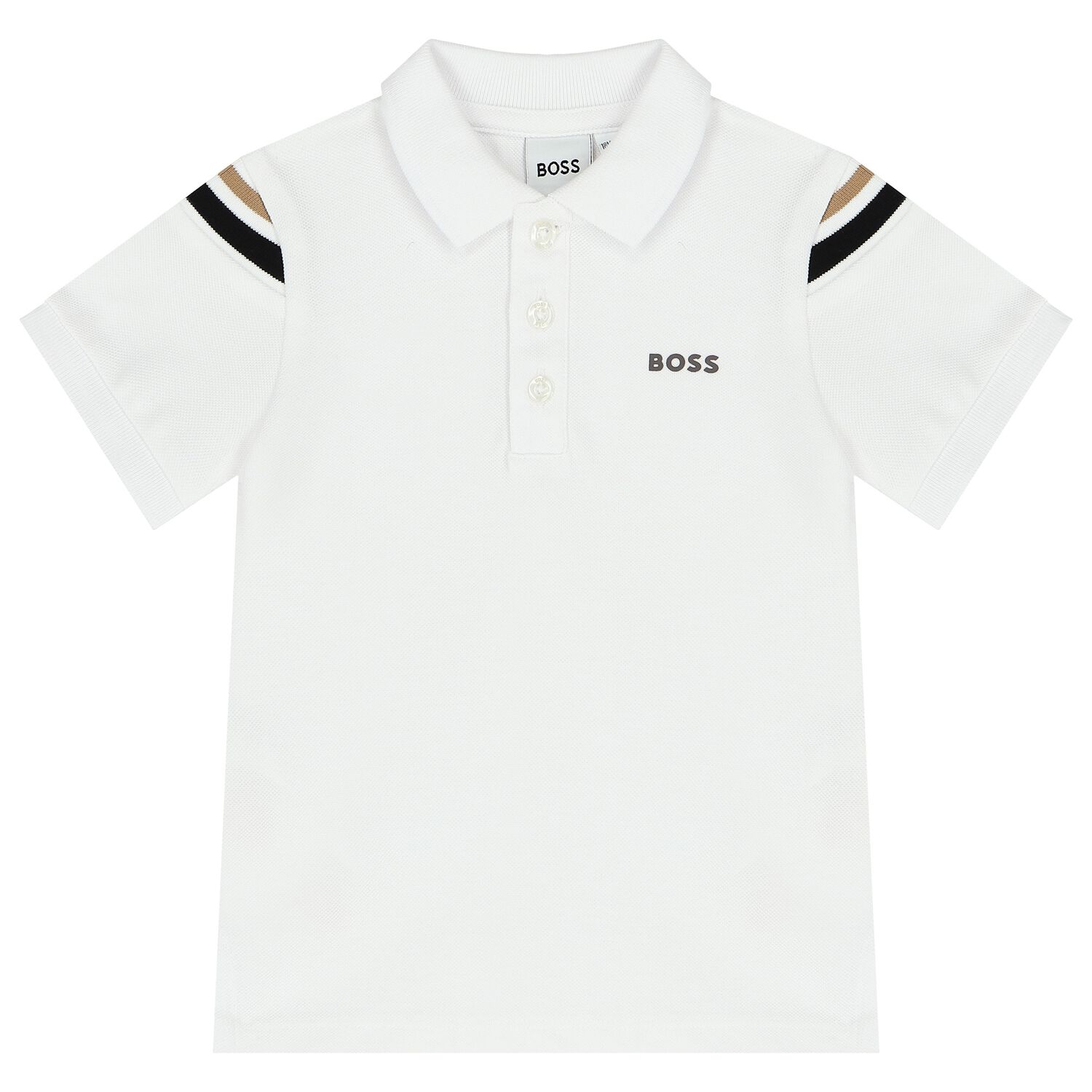 Younger Boys White Logo Polo Shirt, 2, hi-res