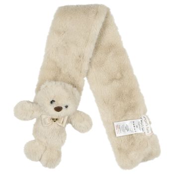 Girls Beige Faux Fur Ted Scarf 