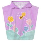 Younger Girls Lilac Striped Hooded Towel, 1, hi-res