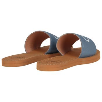 Girls Mini Me Blue & Beige Logo Sliders
