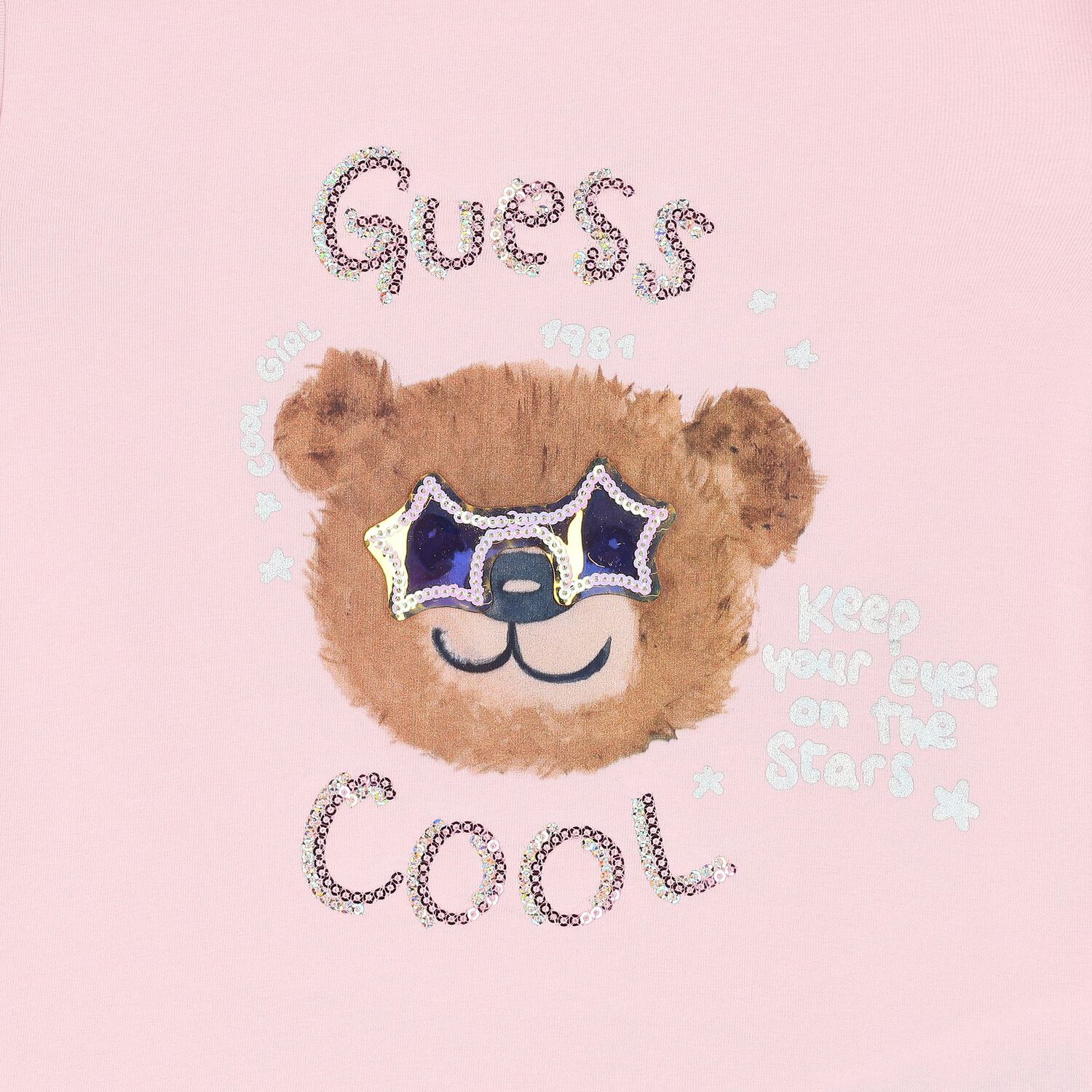 Girls Pink Logo Teddy Bear T-Shirt, 1, hi-res