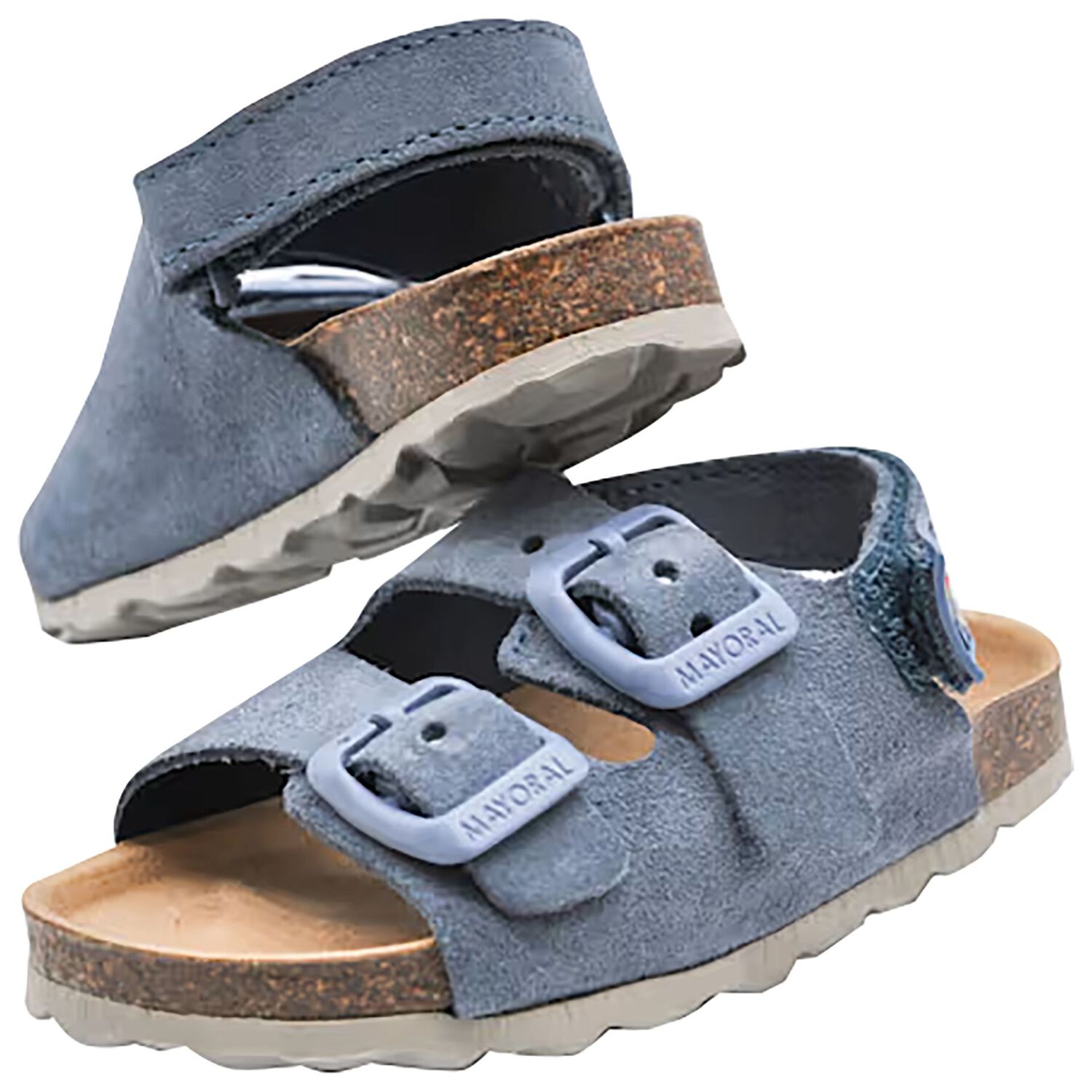Baby Boys Blue Leather Sandal, 1, hi-res