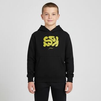 Boys Black Logo Hooded Top