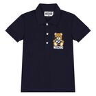 Younger Boys Navy Blue Polo Shirt, 2, hi-res