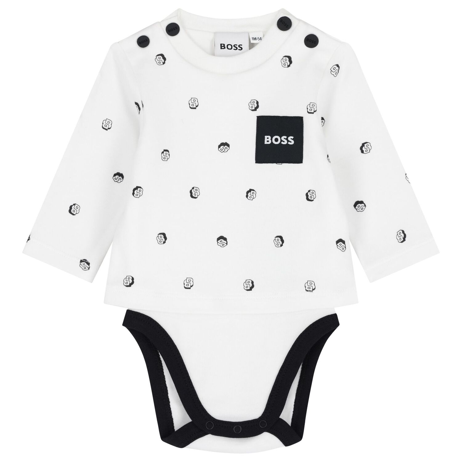 Baby Boys White & Black Bodysuit Set, 1, hi-res