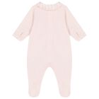 Baby Girls Ivory & Pink Logo Babygrow, 3, hi-res